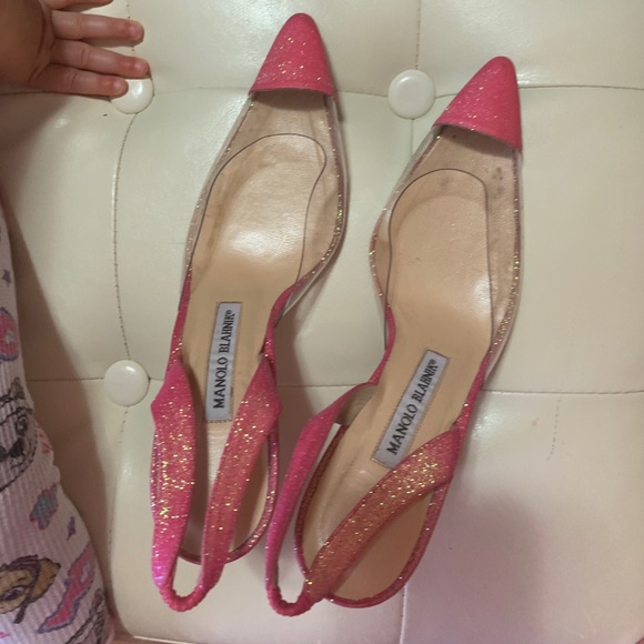 PINK SPARKLE Manolo Blahnik Slingback pumps - Picture 6 of 9